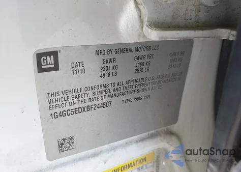 2011 Buick Lacrosse Cxl z USA, uszkodzony, nr VIN 1G4GC5EDXBF244507